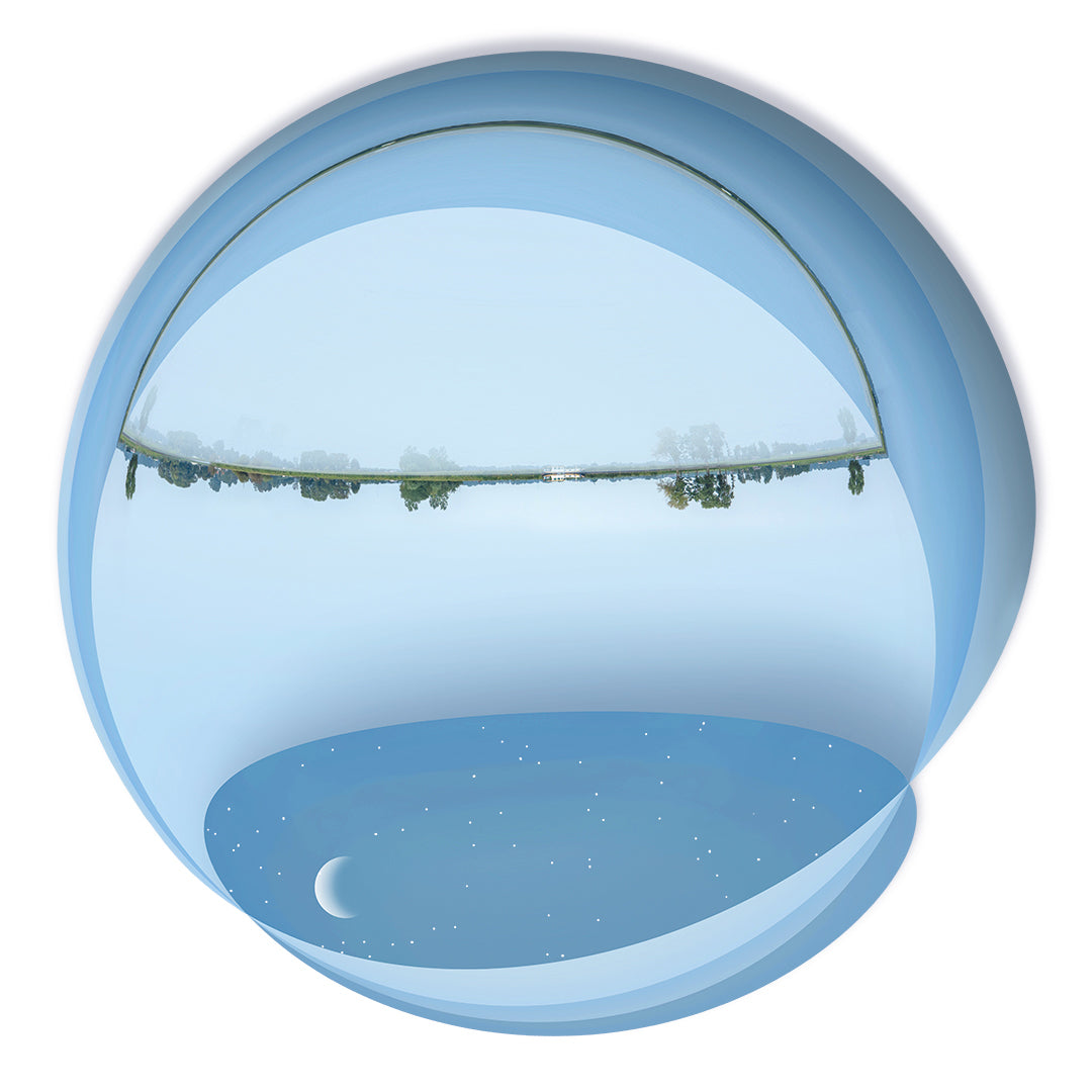 Horizon line reflected in a circular landscape, detail from Terra Waramuni by Lisette Huizenga