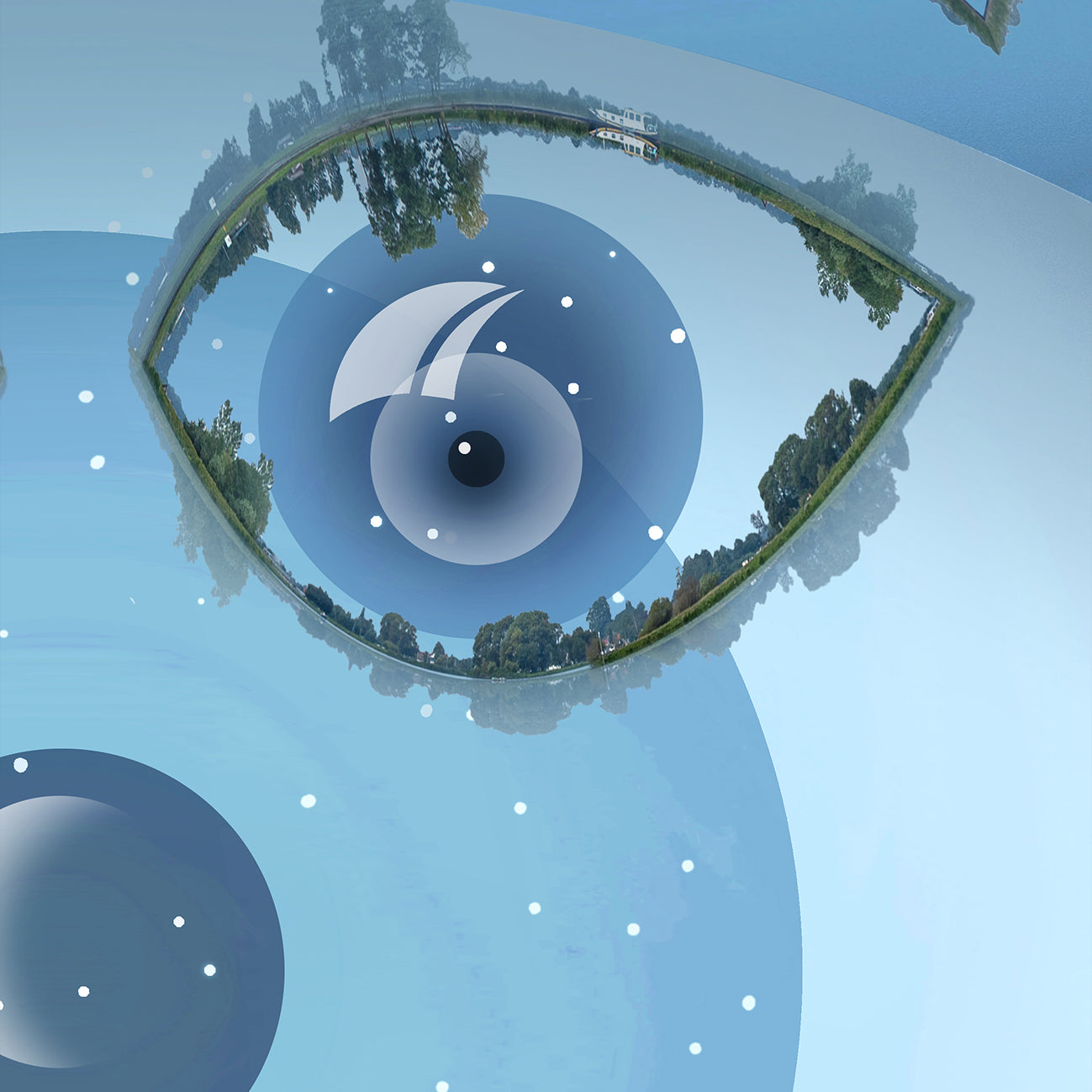 Playful planet-like composition combining landscape and abstract facial elements, detail from Terra Waramuni Burlesca