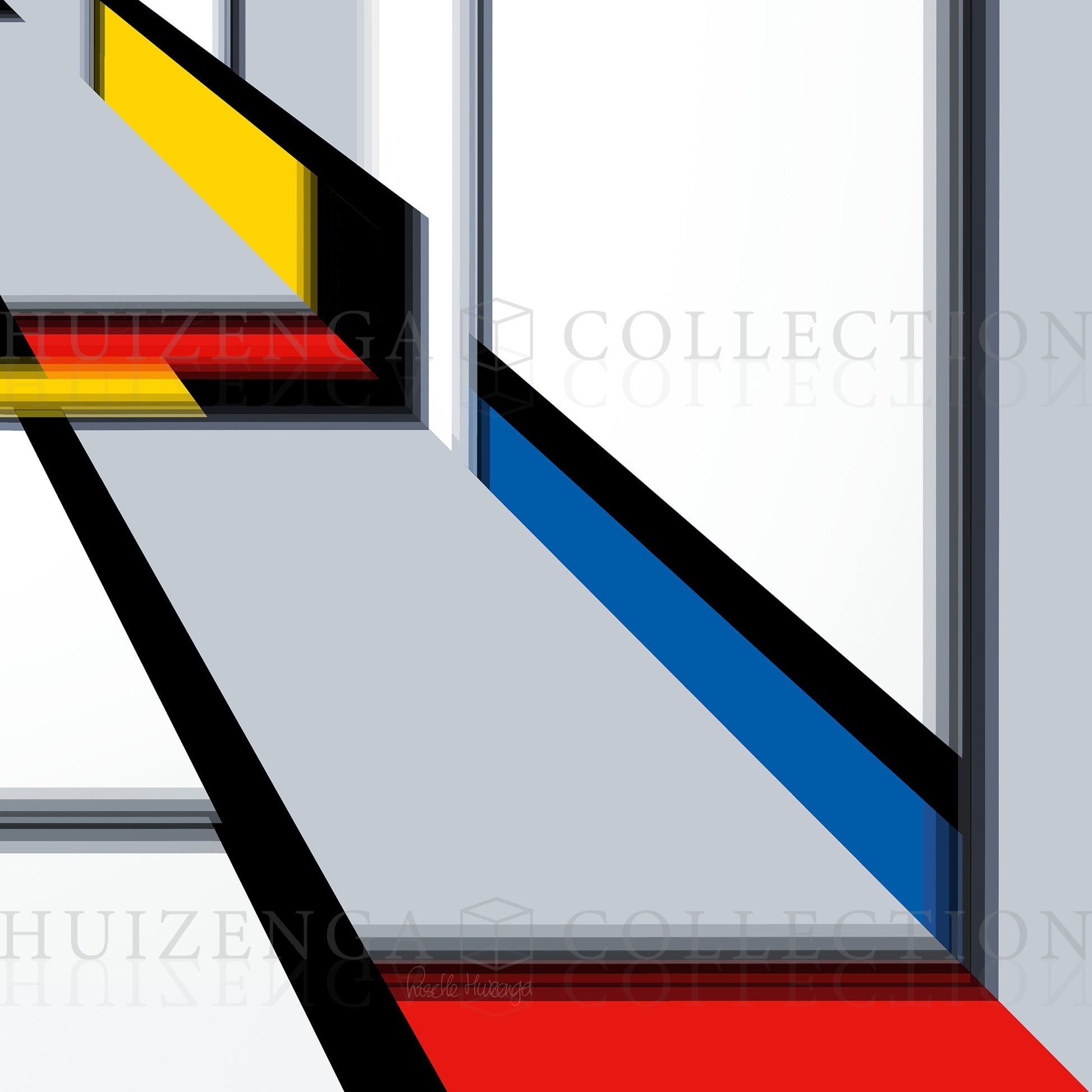 Primary color accents in structured composition