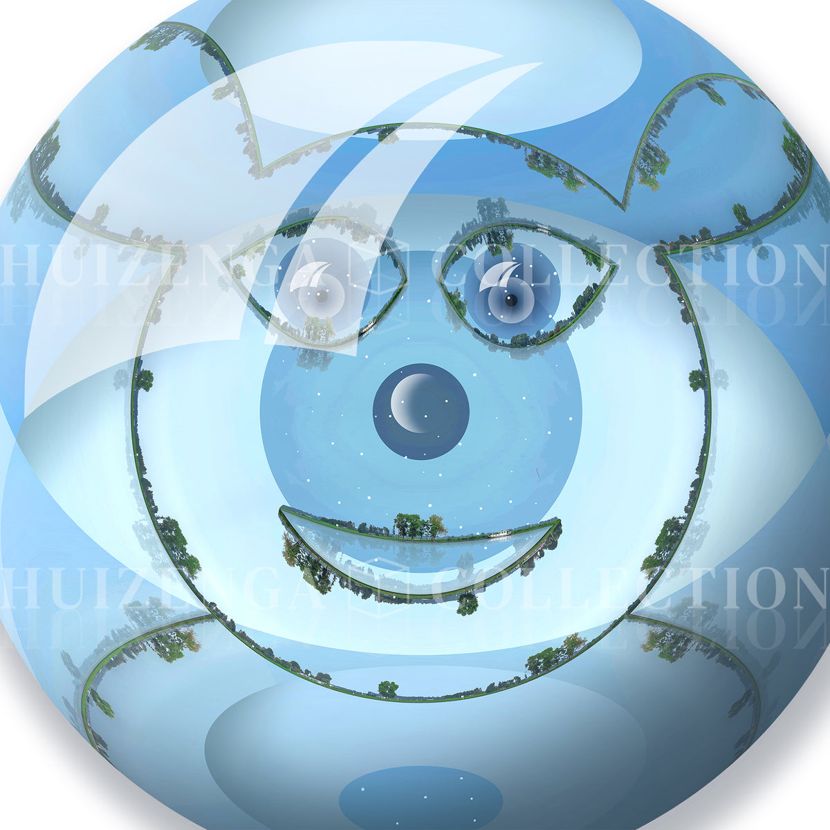 Close-up of expressive eyes in a playful spherical artwork suitable for children's interiors by Lisette Huizenga