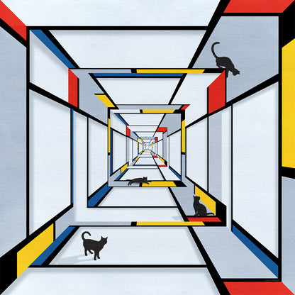Geometric Bridge 21 Square with multiple figures and deep perspective