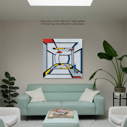 Geometric Bridge 21 Circle artwork on wall-mounted plexiglass in modern interior