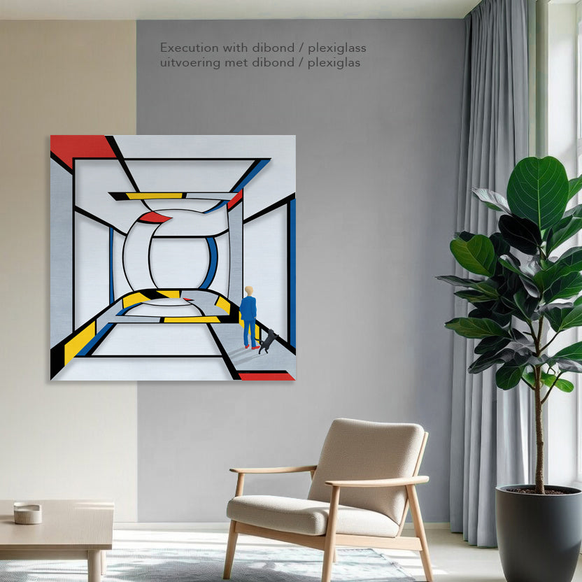 Geometric Bridge 21 Circle artwork on wall-mounted plexiglass in modern interior