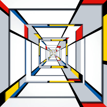 Geometric Space 21 Square abstract composition with layered geometric depth