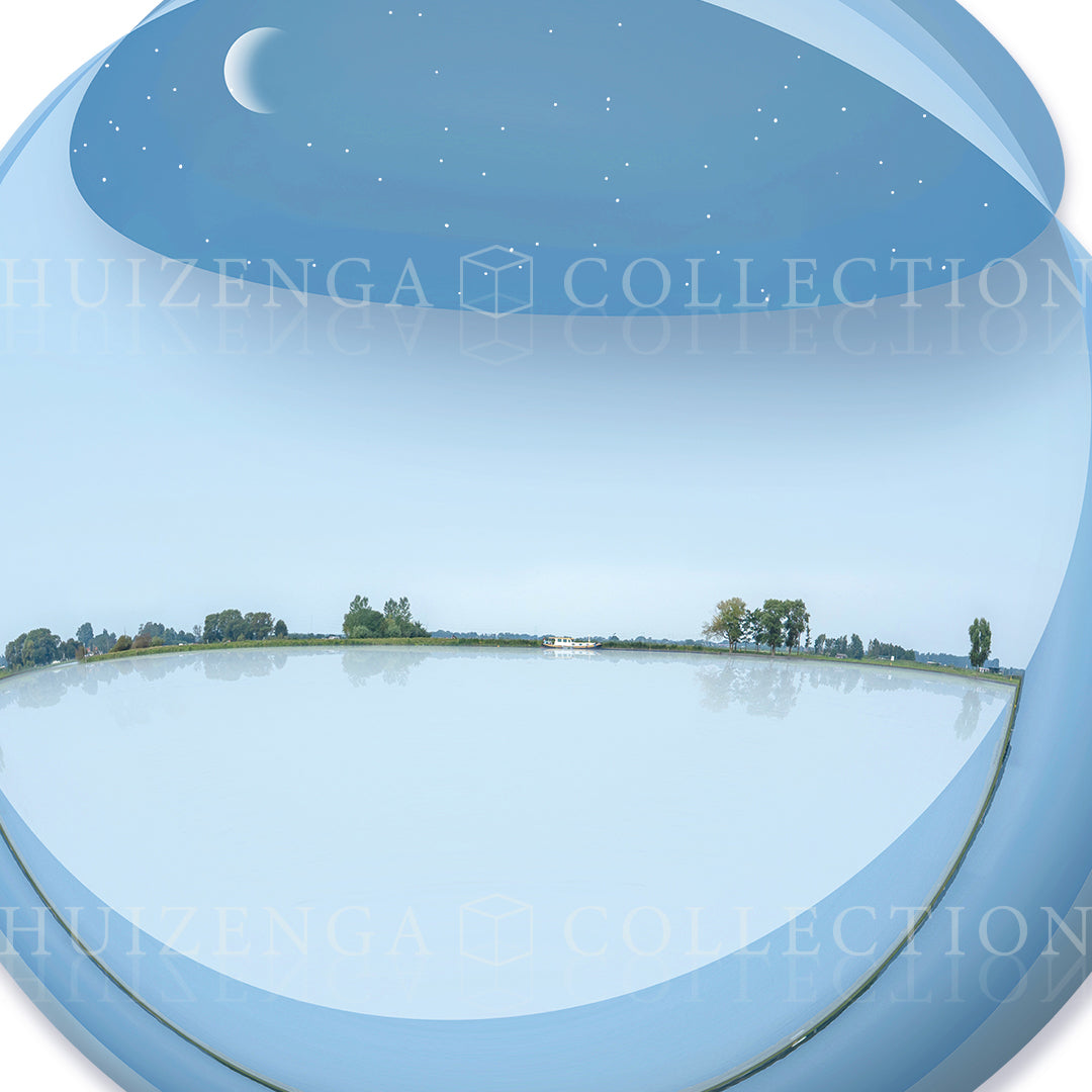 Close-up of spherical landscape and layered sky detail in Terra Waramuni by Lisette Huizenga