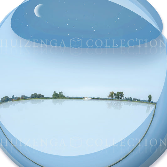 Close-up of spherical landscape and layered sky detail in Terra Waramuni by Lisette Huizenga