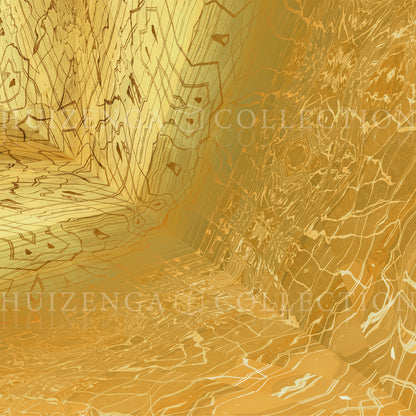 Detail van Metakosmia Gold II – fijne gouden structuren en texturen