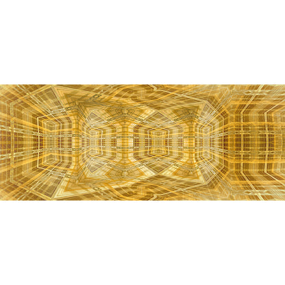 Metakosmia Gold V – immersive golden digital painting by Lisette Huizenga. A symmetrical, cosmic geometric composition with intricate patterns and radiant light, creating a profound sense of infinite depth and transcendence.
Ingezoomd