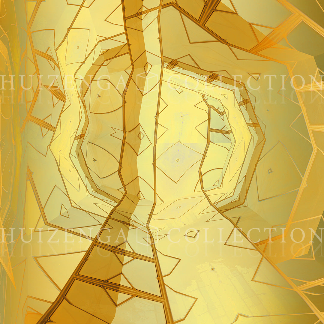 Detail van Metakosmia Gold VII – fijne gouden structuren en lichtbreking