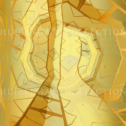 Detail van Metakosmia Gold VII – fijne gouden structuren en lichtbreking