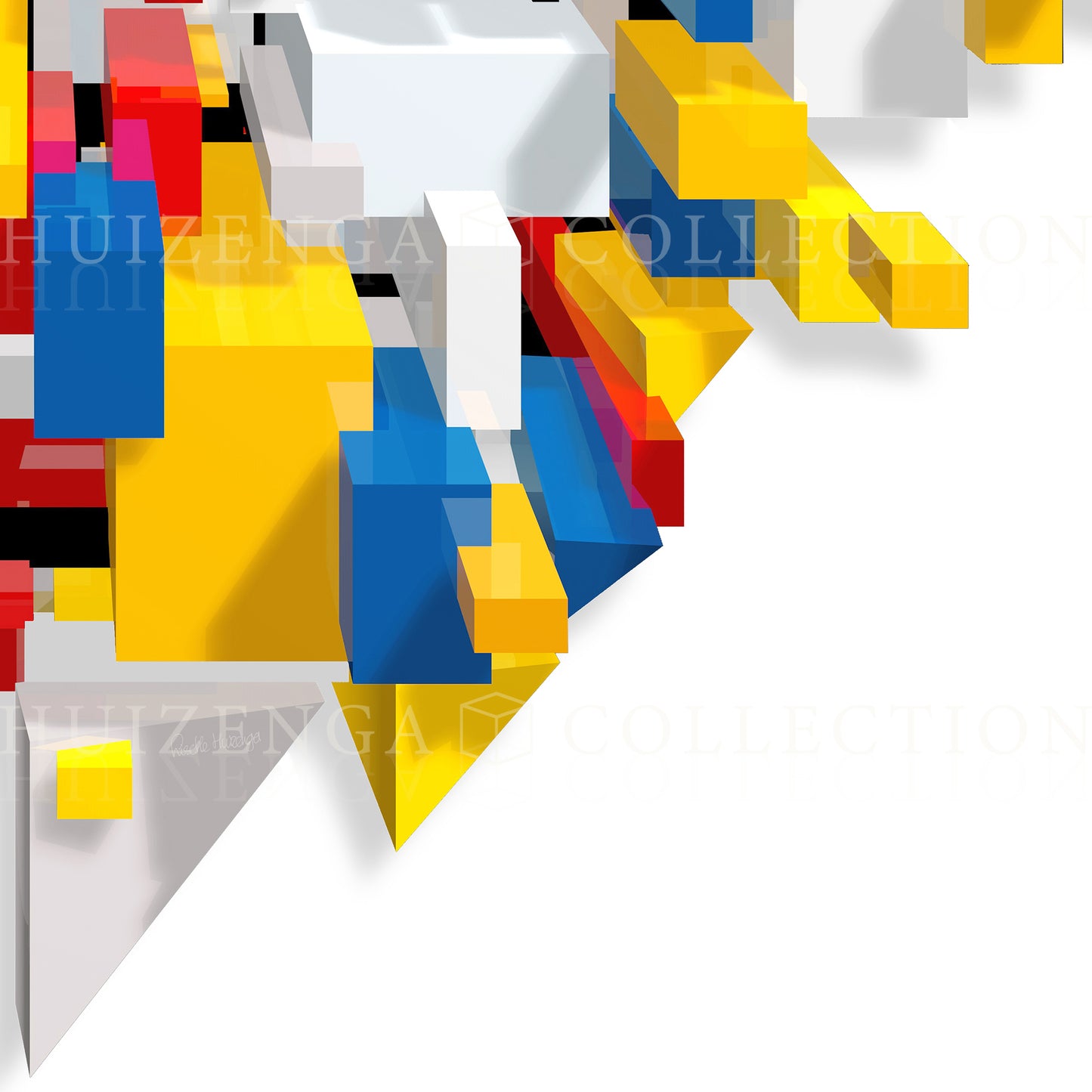 Detail van Nirwana – Cosmic Cut – explosie van primaire kleuren en geometrie
