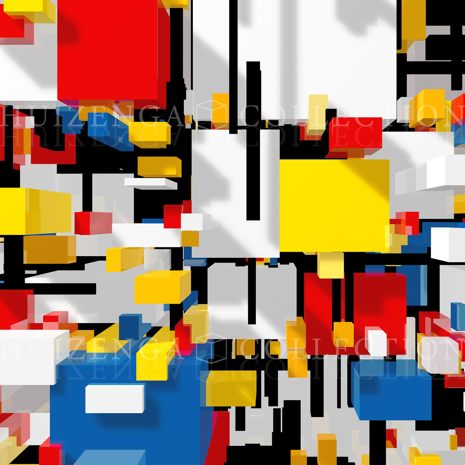 Detail van Nirwana – explosie van primaire kleuren en geometrische vormen