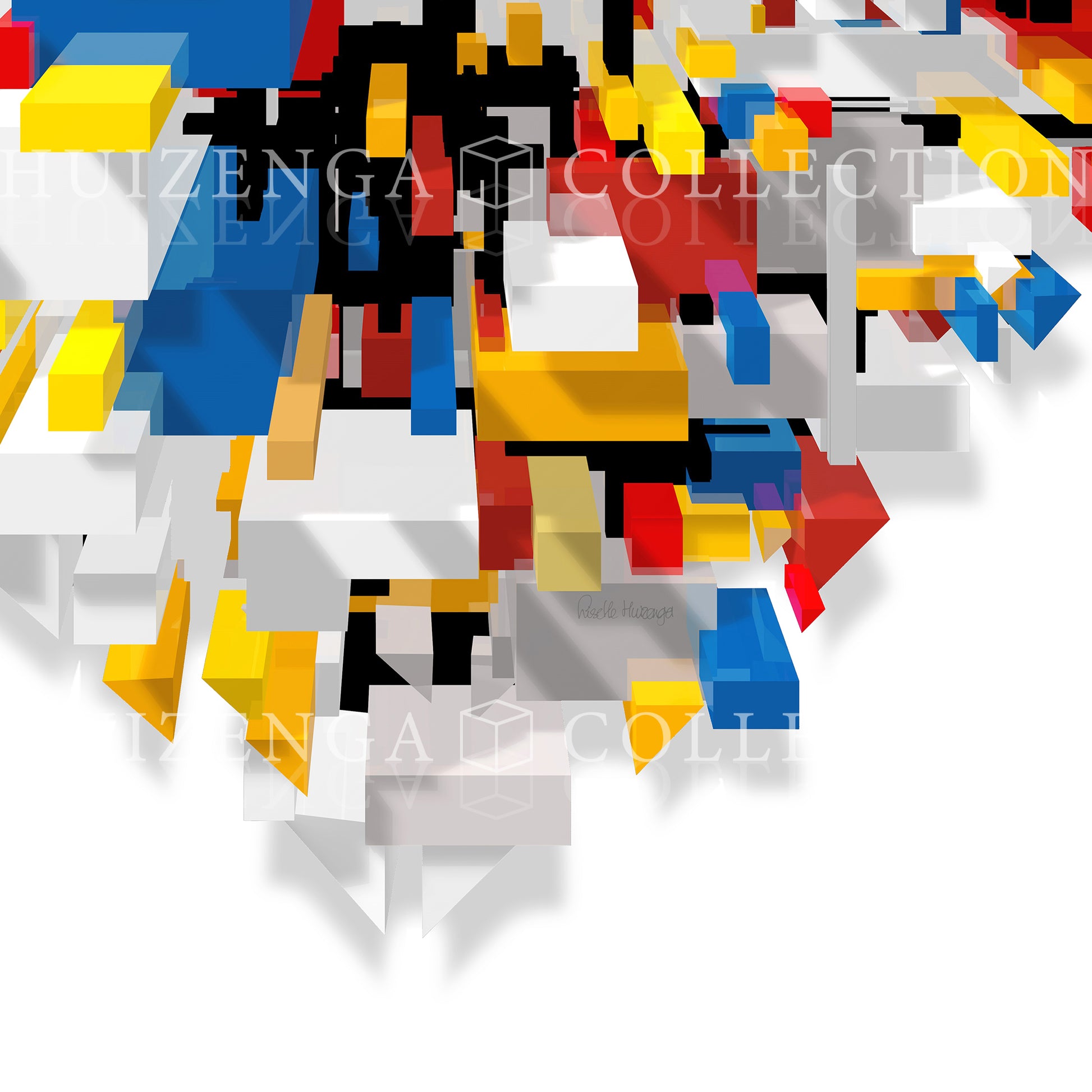 Detail van Nirwana – krachtige Mondriaan-kleuren en abstracte compositie