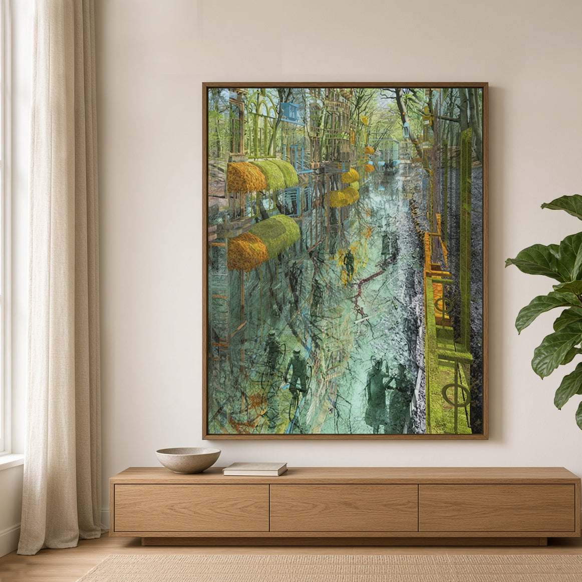 Noordeinde Insight in een woonruimte – immersief digitaal kunstwerk van Lisette Huizenga dat diepte, geschiedenis en een krachtig ruimtelijk effect in de slaapkamer brengt
