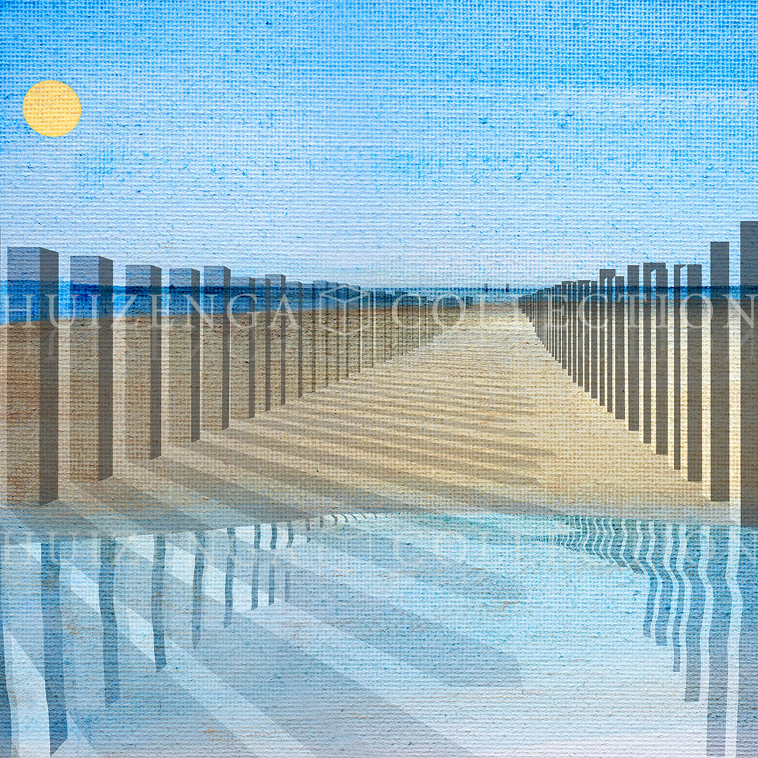 Close-up detail of Palenkamer Domburg by Lisette Huizenga, showing the intricate pole structures and spatial composition.