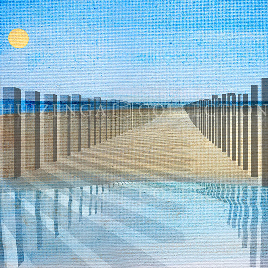 Close-up detail of Palenkamer Domburg by Lisette Huizenga, showing the intricate pole structures and spatial composition.