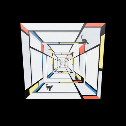AR view of Geometric Bridge 21 Square artwork placed in interior