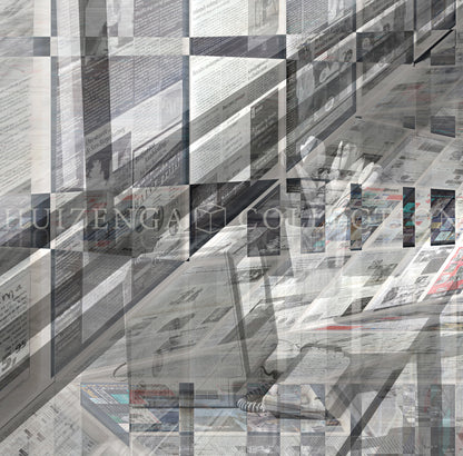 Detail van authentieke krantentexturen in Studio#89 – Lisette Huizenga